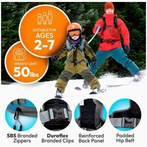 Sklon Ski Snowboard Harness Trainer for Kids adjustable Blue Frost